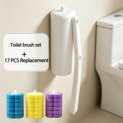 Disposable Toilet Brush Cleaning System with Bracket & Replaceable Heads - Deep Clean Toilet Bathroom Cleaning Kit, No-Touch Hygienic Brush with Refill Packs 17/24/30/35/53 Refills for Home & Bathroom