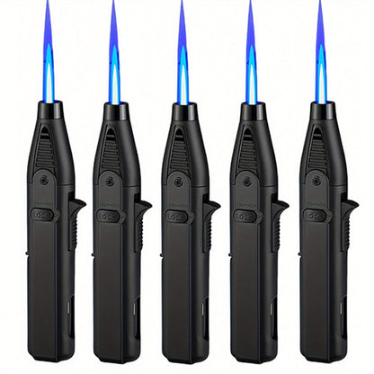 Windproof Torch Lighter 5 Pack Outdoor Butane Gas Lighter Set 1300 1800 Degree Blue Flame Safety Lock Gift Box Camping BBQ Candle Fireplace Butane Not Included