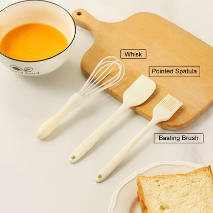Non-Stick Cookware Set 5-Piece Beige – Pumice Stone Coating Egg Frying Pan Pancake Skillet with Kitchen Utensils | Aluminum Induction Compatible Home Cooking Set for Eggs Pancakes & Breakfast