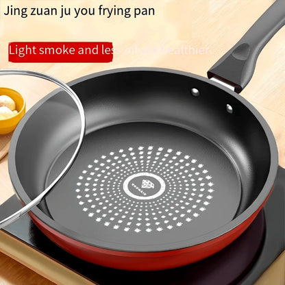 Nonstick Frying Pan with Lid 9.45 10.24 11.02 Inch Cast Iron Style Flat Bottom Skillet Stainless Steel Handle Smoke-Free Lightweight Cookware for All Stovetops Fried Eggs Steak Pancakes