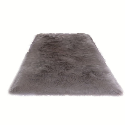 Plush Imitation Wool Area Rug Soft Bedroom Floor Mat Living Room Carpet Bay Window Blanket Non-Slip Home Decor