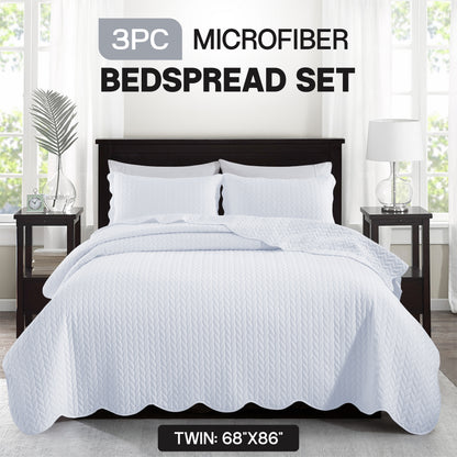 Bedspread Set 3-Piece Microfiber Floral Coverlet with Pillow Shams - Soft Breathable Lightweight All-Season Bed Cover for Queen King Twin California King