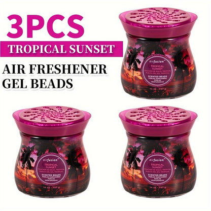 Air Freshener Scented Beads 3-Pack – Long-Lasting Fragrance Beads, Multi-Purpose Odor Eliminator for Home, Car, Closet, Bathroom & Office, Essential Oil Aromatherapy, 6 Scents Available