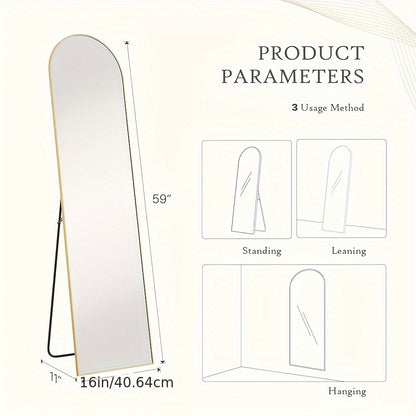 Full Length Mirror Floor Mirror with Stand, Aluminum Alloy Frame Full Body Mirror, Standing Hanging or Leaning Against Wall for Bedroom Living Room Dressing