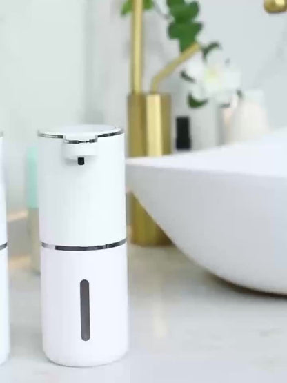 Automatic Foam Soap Dispenser Wall Mount Touchless 400ml USB Rechargeable IPX5 Waterproof 4 Adjustable Levels Sensor Soap Pump for Bathroom Kitchen Sink Office Hotel