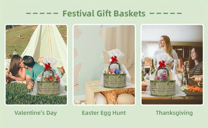Bamboo Storage Baskets 6-Pack | Gift Wrap Organizer, Easter Egg Basket, Picnic Camping Basket, Craft Sewing Storage, Wedding Favor Box, Flower Girl Basket, Christmas Thanksgiving Holiday Basket Set