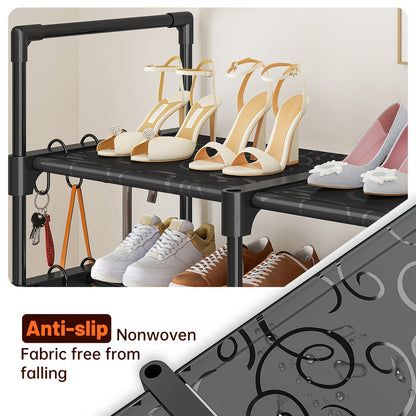 Metal Shoe Rack Organizer 4 Row 6 & 9 Tier Black | Heavy Duty Freestanding Shoe Tower Storage Shelf for Entryway Bedroom Living Room Holds 45-72 Pairs