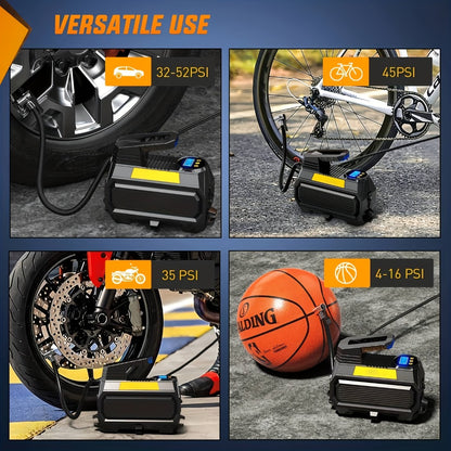 Portable Tire Inflator Air Compressor 12V DC 150PSI – Auto Shut-Off Digital Pressure Gauge LED Light Air Pump for Car SUV ATV Bicycle Motorcycle Balls
