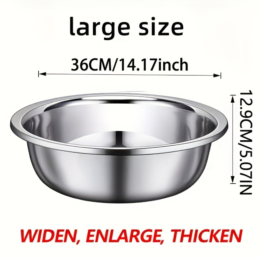 Large Stainless Steel Mixing Bowl | 304 Heavy-Duty Salad & Wash Basin, Hammer Finish, Non-Slip Base, Rounded Edges – Kitchen, Laundry, Utility Sink, Commercial & Home Use