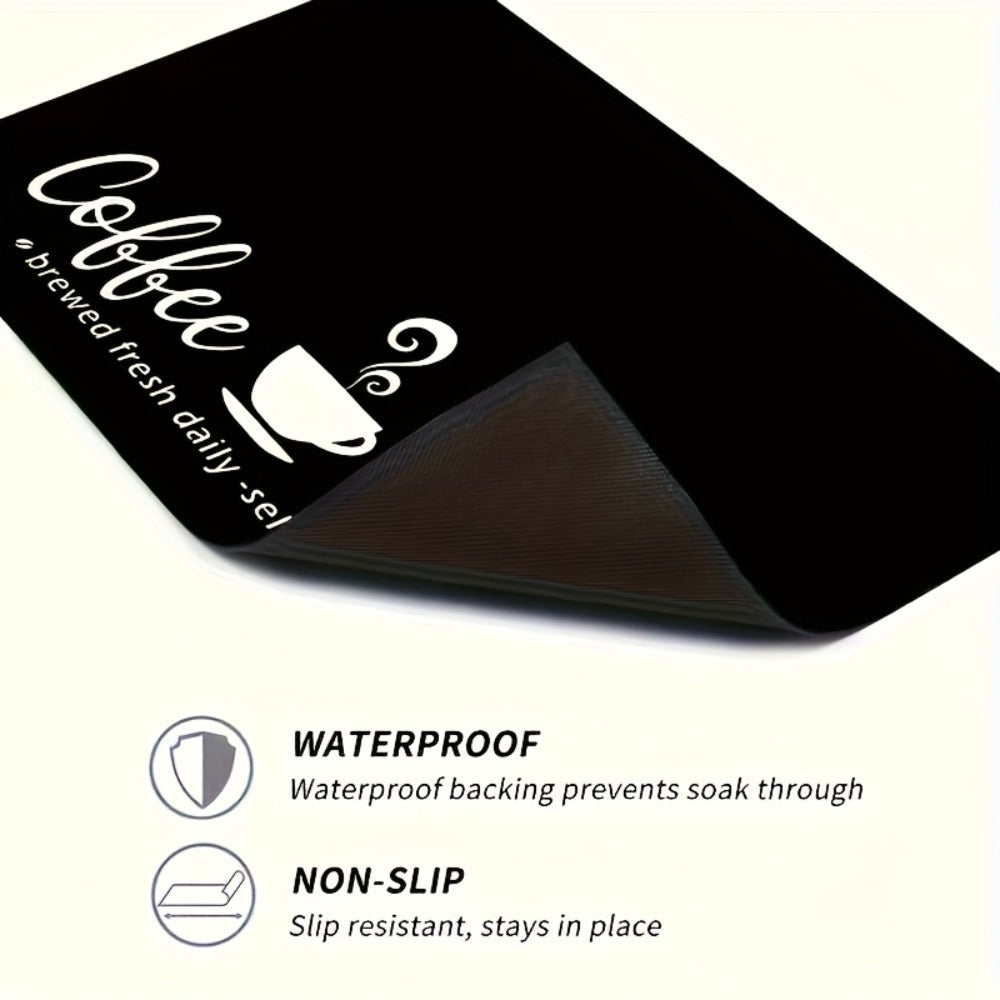 Coffee Bar Mat & Dish Drying Mat – Bohemian Absorbent Kitchen Counter Mat for Coffee Machine, Espresso Station & Countertop