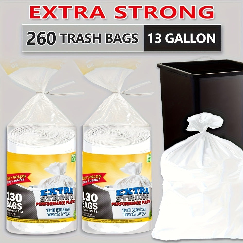 13 Gallon Trash Bags 260 Count Heavy Duty Drawstring Kitchen Garbage Bags – Leak-Proof, Odor-Resistant, Expandable, 2 Rolls for Kitchen, Bedroom, Bathroom & Outdoor Use