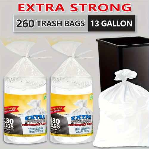 13 Gallon Trash Bags 260 Count Heavy Duty Drawstring Kitchen Garbage Bags – Leak-Proof, Odor-Resistant, Expandable, 2 Rolls for Kitchen, Bedroom, Bathroom & Outdoor Use