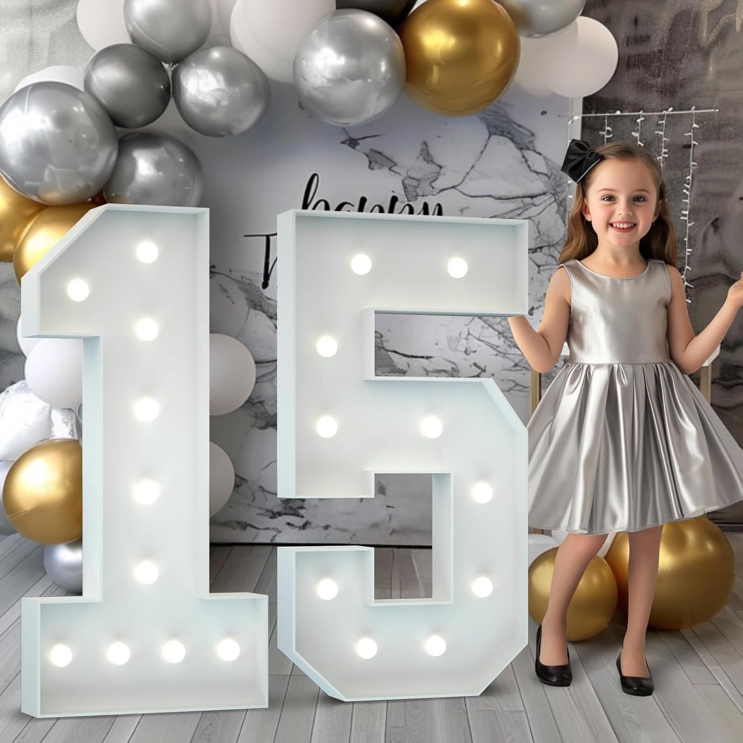LED Marquee Numbers Balloon Frame Party Decoration 3FT 4FT Giant Pre-Cut Mosaic Number Lights
