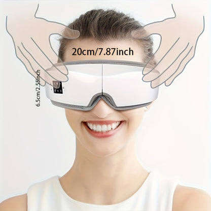 Eye Massager with Heat - 4D Intelligent Portable Eye Mask Massager with Pneumatic Compression, Vibration, Hot Compress & Music, Multiple Modes for Eye Strain Relief, Dry Eyes, Headache & Better Sleep