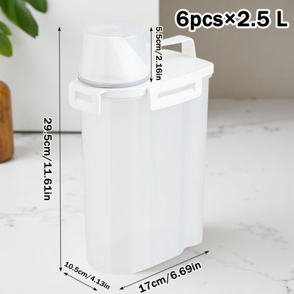 Airtight Food Storage Containers 2/4/6 Pack - BPA-Free 2.5L & 3L Plastic Pantry Bins with Lids, Measuring Cup, Leakproof Seal for Nuts, Flour, Rice, Kitchen Organizer
