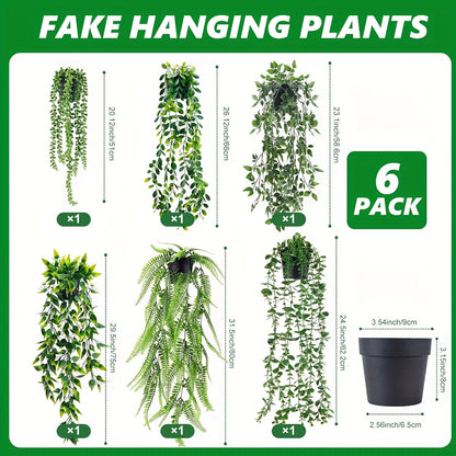 Artificial Hanging Ivy Vines – Fake Eucalyptus & Mandala Green Vine Plants for Indoor Wall Decor – Faux Hanging Plants for Bedroom, Bathroom, Balcony, Bookshelf & Living Room Aesthetic – 6 or 8 Pack