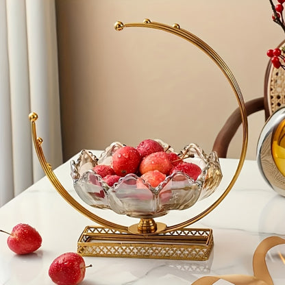 Glass Fruit Bowl Decorative Serving Tray - Modern Minimalist Centerpiece for Living Room, Dining & Kitchen | European Luxury Style Home Decor, Party Display for Thanksgiving, Christmas & New Year