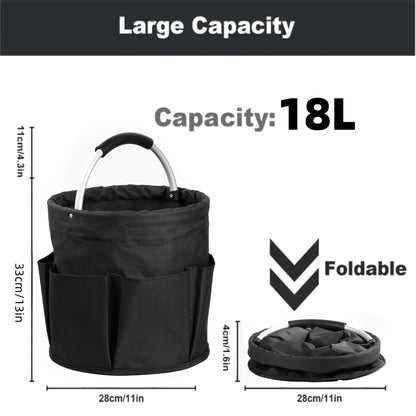 Foldable Cleaning Caddy Organizer 17L with Handle – Portable Collapsible Bucket Bag with 6 Pockets for Cleaning Supplies, Toiletries & Garden Tools, Multi-Purpose Home Travel Basket