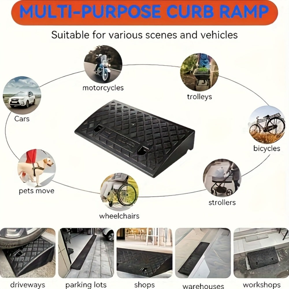 Curb Ramp 2-Pack Portable Heavy Duty Plastic Threshold Ramp Set – Lightweight, Non-Slip, for Low Floor Vehicles, Motorcycles, Wheelchairs, Driveway & Lane Loading – Multiple Height Options (1.18" / 2.75")
