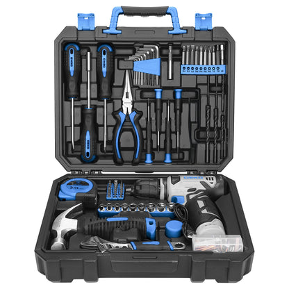 Cordless Drill Tool Kit 119/151PCS – 8V/12V Electric Power Drill Set with Screwdriver, Hammer, Wrench | All-in-One Home Repair & DIY Hand Tools for Women | Perfect Gift