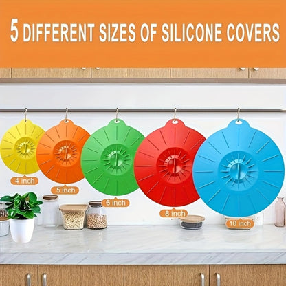 Silicone Food Lids 7 Pack 5 Sizes Reusable Stretch Lids for Bowls Cups Pots Pans – BPA Free Microwave Splatter Cover Airtight Leakproof Food Storage Lids Dishwasher Freezer Safe