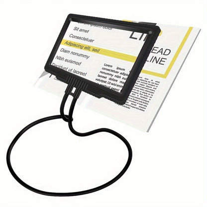 Hands-Free Magnifying Glass 5X Full Page, Flexible Gooseneck Neck-Worn Reading Magnifier for Seniors, Large Page Magnifier for Reading Sewing Repair Low Vision, No-Light Wearable Magnifier