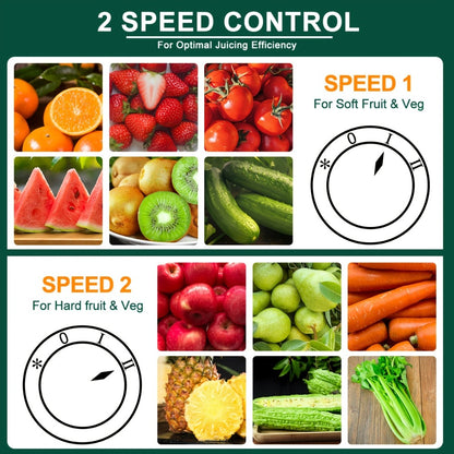 Centrifugal Juicer Machine 500W Wide 3" Feed Chute for Whole Fruits & Vegetables - Dual Speed, High Juice Yield, Stainless Steel, Dishwasher Safe Detachable Parts, Easy Clean Juicer for Healthy Living