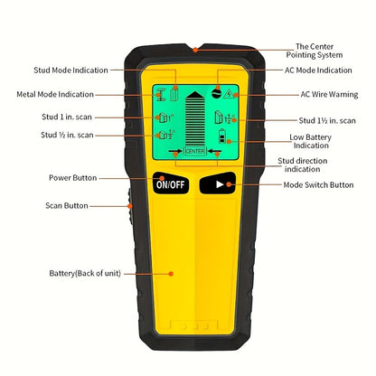 Wall Stud Finder 5-in-1 Electric Wood Metal AC Wire Detector with LCD Display Sound Alert 3-Depth Stud Scan for DIY Home Construction TV Mount Cabinet Install
