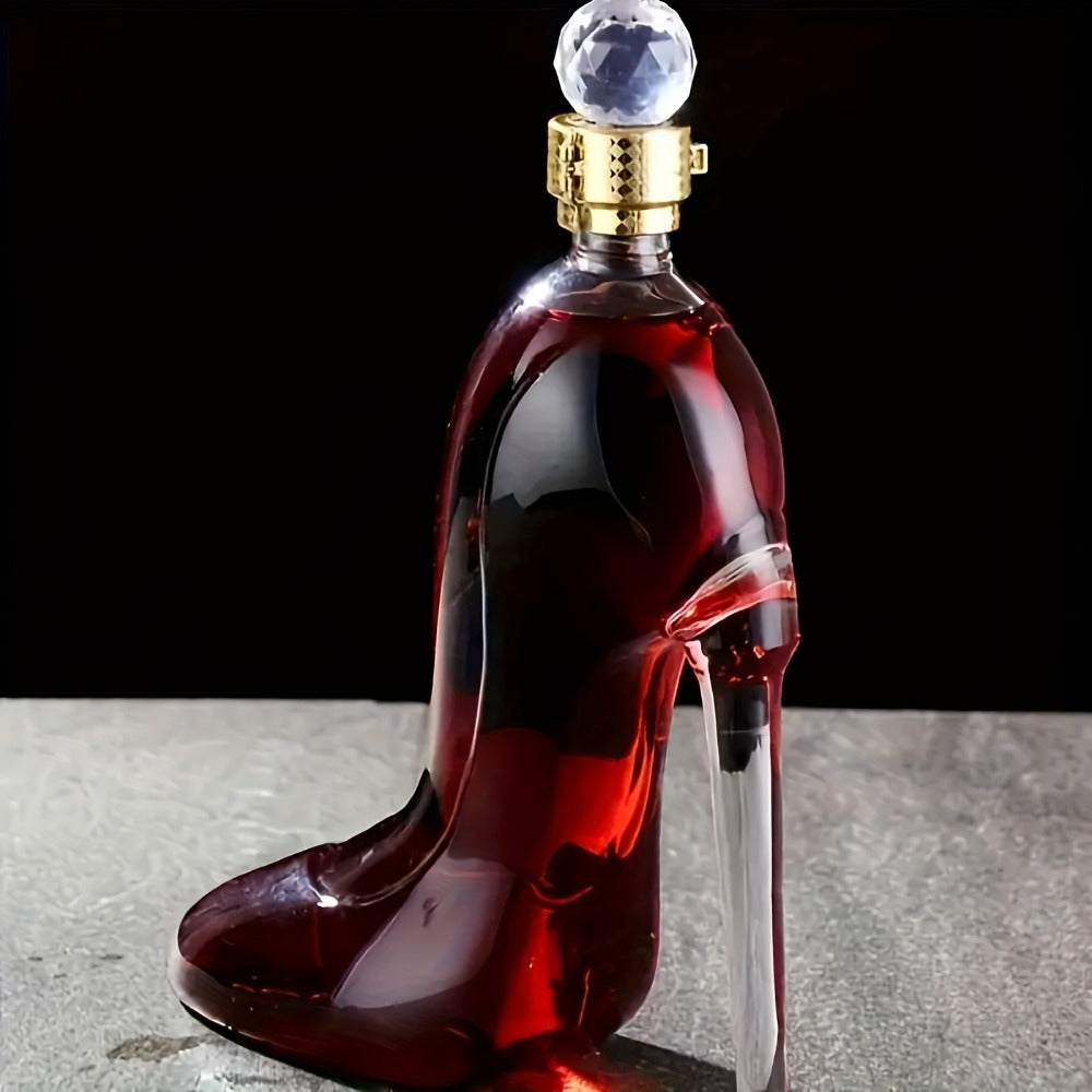 High Heel Shoe Decanter Crystal Glass with Stopper 26oz – Handmade Lead-Free Transparent Wine Decanter for Kitchen Dining Decor, Valentine's Day & Holiday Gift