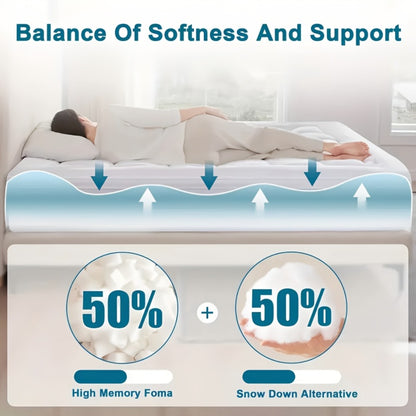 Cooling Mattress Topper Baffle Box Design Overfilled Down Alternative Pillow Top 6-8cm Plush Hotel Quality 8-21 Inch Deep Pocket Twin Full Queen King