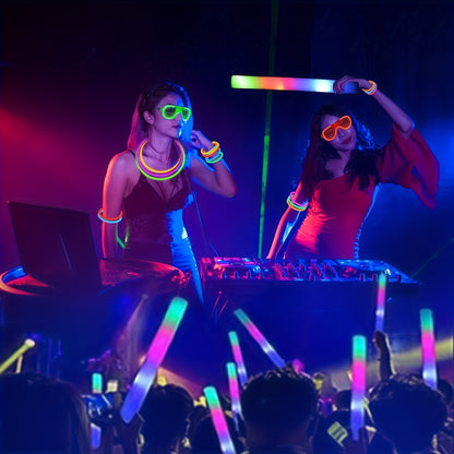 LED Glow Sticks Party Set – Foam Glow Sticks with 3 Light Modes, Glow Glasses, Headbands & Finger Lights for Rave, Wedding, Birthday, Concert, Halloween, Christmas & New Year Party Supplies, 11/36/52pcs