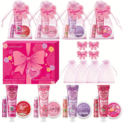 20pcs Beauty Gift Set Lip Balm Hand Cream Solid Perfume Pink Gift Bag Glossy Finish All Skin Types Holiday Party Mother's Day Wedding Bridesmaid Favors