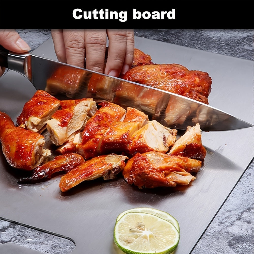 Stainless Steel Cutting Board Dual-Sided 9x13 Inch – Non-Slip Kitchen Chopping Board for Meat Vegetables Fish, Compact Design for RV Small Kitchen Home Chef