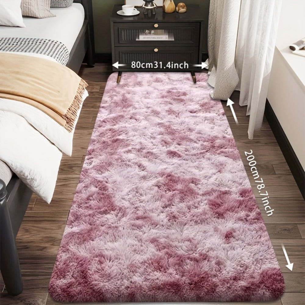 Tie-Dye Plush Fluffy Mat Absorbent Non-Slip – Luxury Soft Bathroom Rug for Living Room & Bedroom, Modern Home Decor Floor Mat, 31.5x78.7 in – Light Grey, Dark Gray, Light Pink, Black