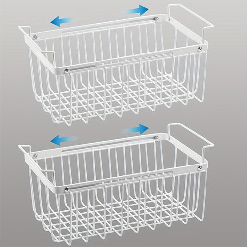 Freezer Organizer Bins, Expandable Chest Freezer Baskets with Hanging Handles – Adjustable Wire Basket 15.6" to 24.3", Heavy-Duty Iron Rust-Proof Deep Freezer Storage for Most Chest Freezers, 2 Pack