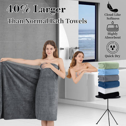 Extra Large Bath Sheet Set 4 Pack 35x70 Inch - Ultra Soft Fluffy Premium Microfiber Highly Absorbent Quick Dry Oversized Shower Towel | Grey Navy Blue Pink Black Multi | Bathroom Hotel Spa Gift