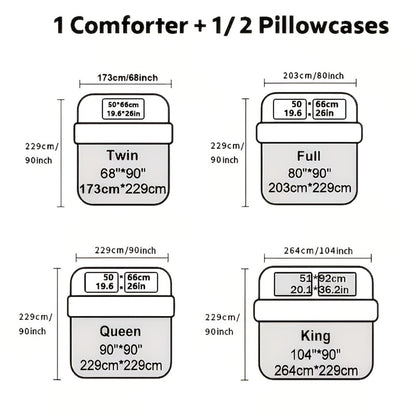 Comforter Set 2-3 Piece Rhombus Grid Luxury - Soft Lightweight Breathable Oversized Bedding Set with Pillowcases, All Season Twin Queen King, 24 Colors Available