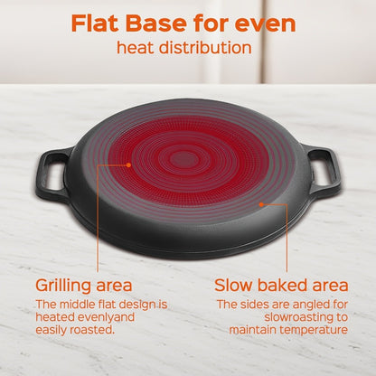 Pre-Seasoned Cast Iron Pan Set - Non-Stick Multifunctional Skillet for Pizza Home Kitchen Outdoor Cooking, Even Heating Compatible with All Stoves, 1/2/3 Piece Options