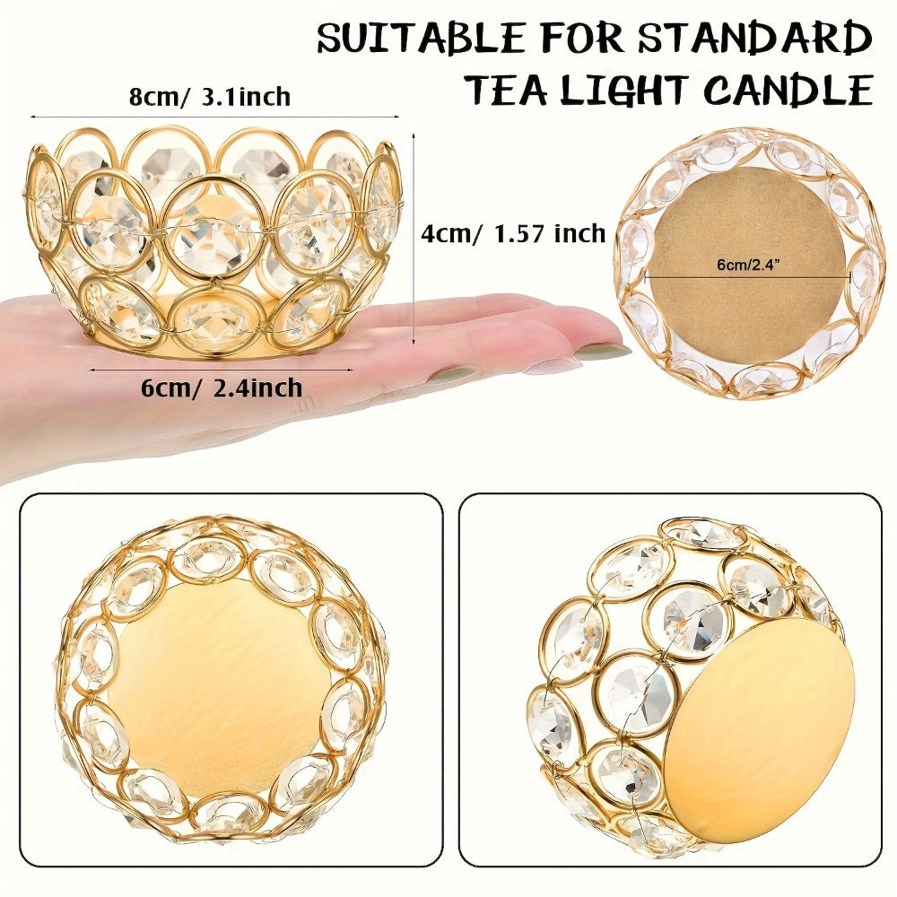 Tea Light Candle Holders Set of 20 – Crystal Bowl Votive Holders for Wedding Centerpiece, Dining Table, Home Decor & Party – Gold & Silver Glass Tealight Cups