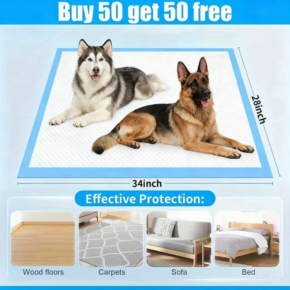 Super Absorbent Dog Training Pads XL XXL – Thick Leak-Proof Pet Pee Pads & Adult Incontinence Underpads, Buy 50 Get 50 Free, Fast Delivery