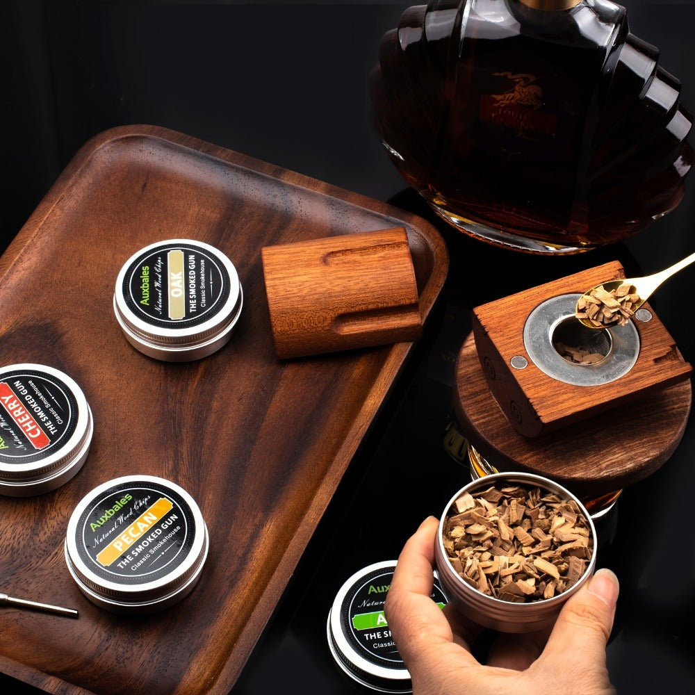 Whiskey Smoker Kit with 4 Wood Chip Flavors & Filters – Cocktail Smoker Set, Whiskey Gifts for Men, Dad, Birthday, Father's Day, Christmas (No Butane)