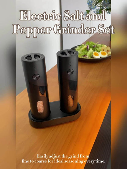Electric Salt and Pepper Grinder Set with LED Light, Rechargeable Automatic Salt Pepper Mill, Adjustable Coarseness 3.72oz Large Capacity, Kitchen BBQ Restaurant Outdoor Wedding Gift