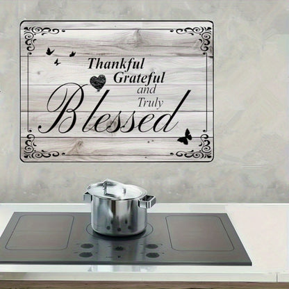 Stove Top Cover Heat Resistant Scratch-Proof 28.5x20.5" - Thankful Grateful Blessed Kitchen Decor Glass Protector Mat for Cooktops, Ovens, Washers & Dryers, Easy-Clean Multipurpose Noodle Board