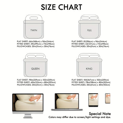 Bed Sheet Set Deep Pocket Soft Microfiber - Fitted Sheet Flat Sheet & Pillowcases Twin Full Queen King - Cooling Breathable Fade Resistant Sheets for Daily Use Dorms Guest Rooms