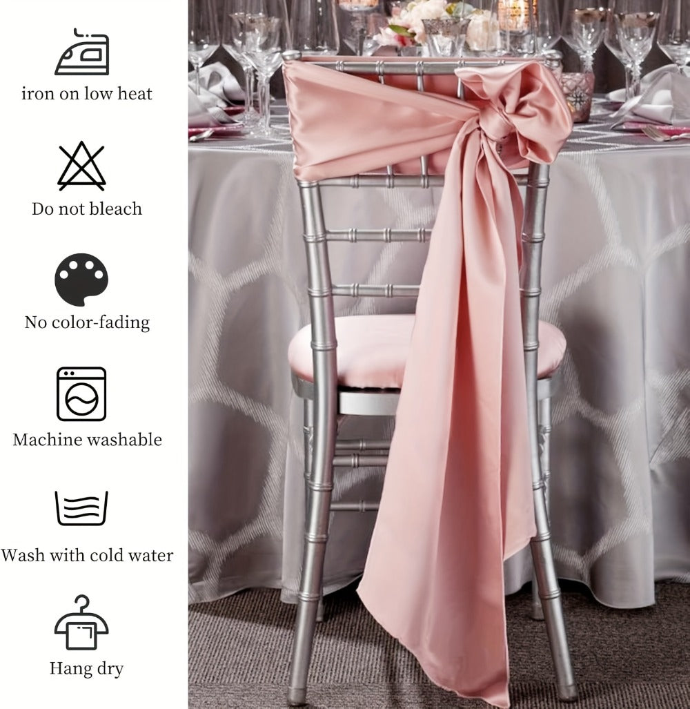 100pcs Satin Chair Sashes Bows for Wedding Banquet Party Event Decoration – 13 Colors, 18×275cm