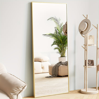 Full Length Mirror Floor Standing, Arched & Rect Body Mirror with Stand, Hanging or Leaning Wall Mirror, Aluminum Alloy Thin Frame for Bedroom Hotel Bathroom