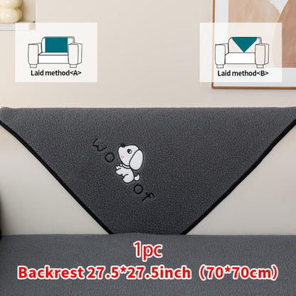 Sherpa Plush Sofa Cover Non-Slip | Thick Fleece Couch Protector, Pet Friendly Furniture Shield, 1 to 4 Seat, Armrest Backrest Pillowcase, Deep Gray Light Gray Coffee Off White