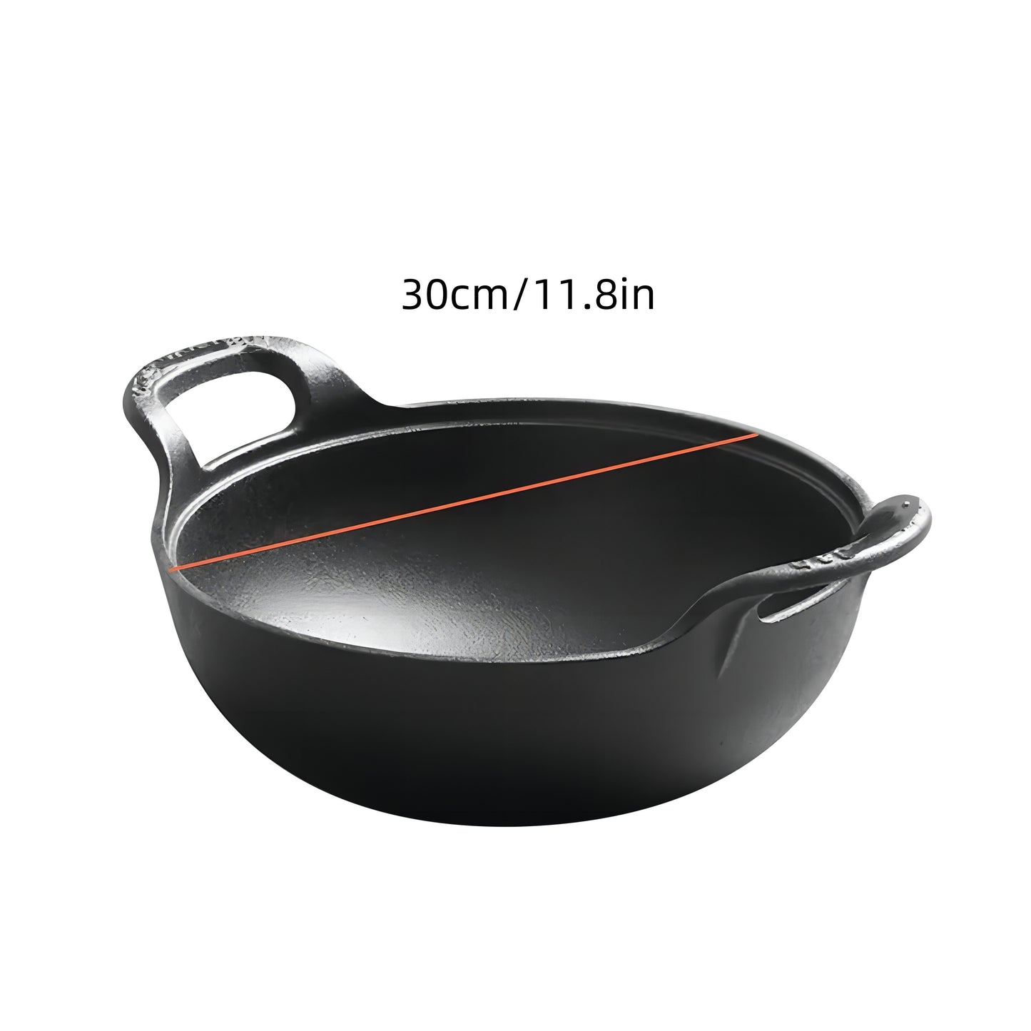 Cast Iron Wok Skillet Non-Stick Deep Stir Fry Pan with Dual Handles - Heavy Duty Uncoated Traditional Cooking Pot Multi-Size 9.84 10.62 11.81 12.59 Inch for Home Outdoor Grilling Baking
