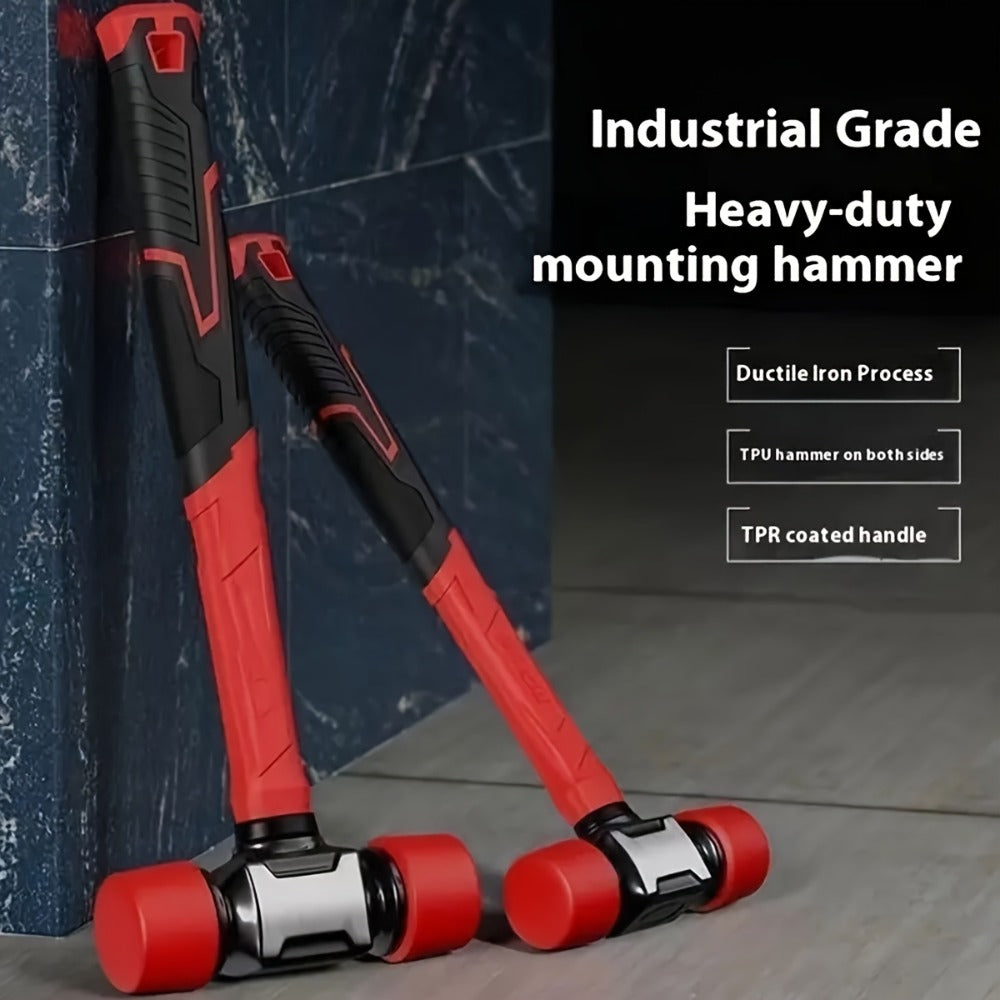 Rubber Mallet Hammer Heavy Duty 27mm & 36mm, Dead Blow Installation Hammer for Flooring Tile Carpentry Renovation, Non-Marring Hand Tool for Wood & Laminate