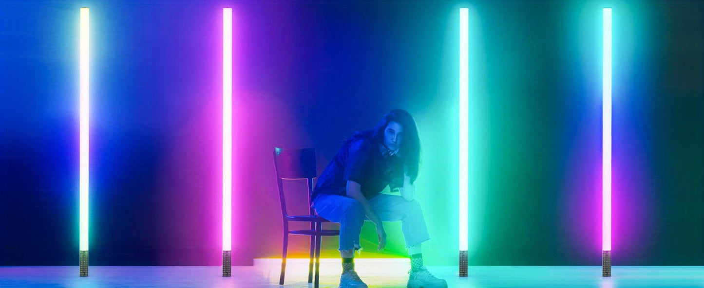 RGB Tube Light with Stand – Smart App & Remote Control, Music Sync Color Changing, Timing, USB Powered for DJ Lighting, Photography, Dance Club, Game Room & Festival (1 or 2 Pack)